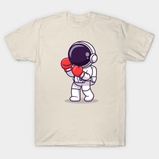 Cute Astronaut Boxing Cartoon T-Shirt